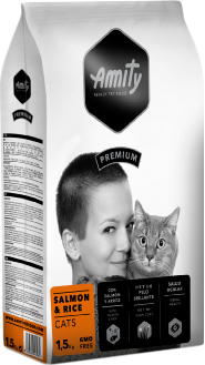Корм для котов AMITY Premium Salmon&Rice повседневный с лососем и рисом - цена в Зоофаворит
